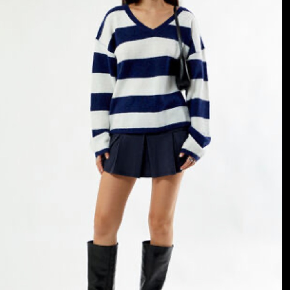 Striped Navy and White Sweater